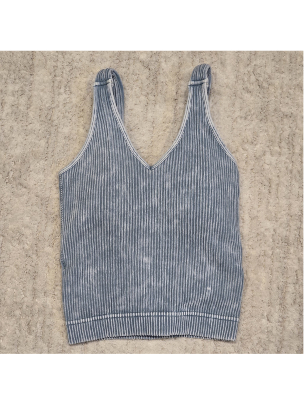 Women's Zenana Ribbed Tank Top Size S Blue White - Picture 2 of 4